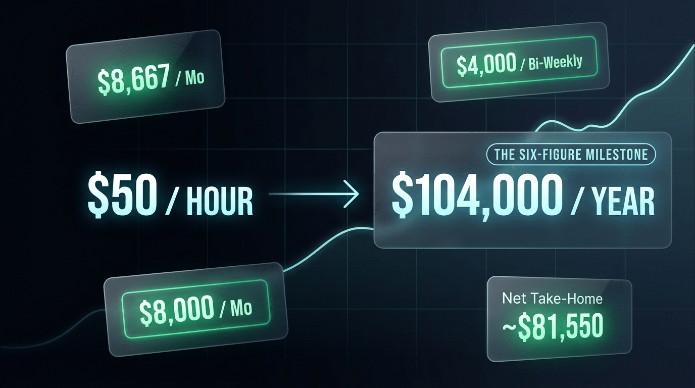$50 an hour is how much a year paycheck breakdown and tax calculator