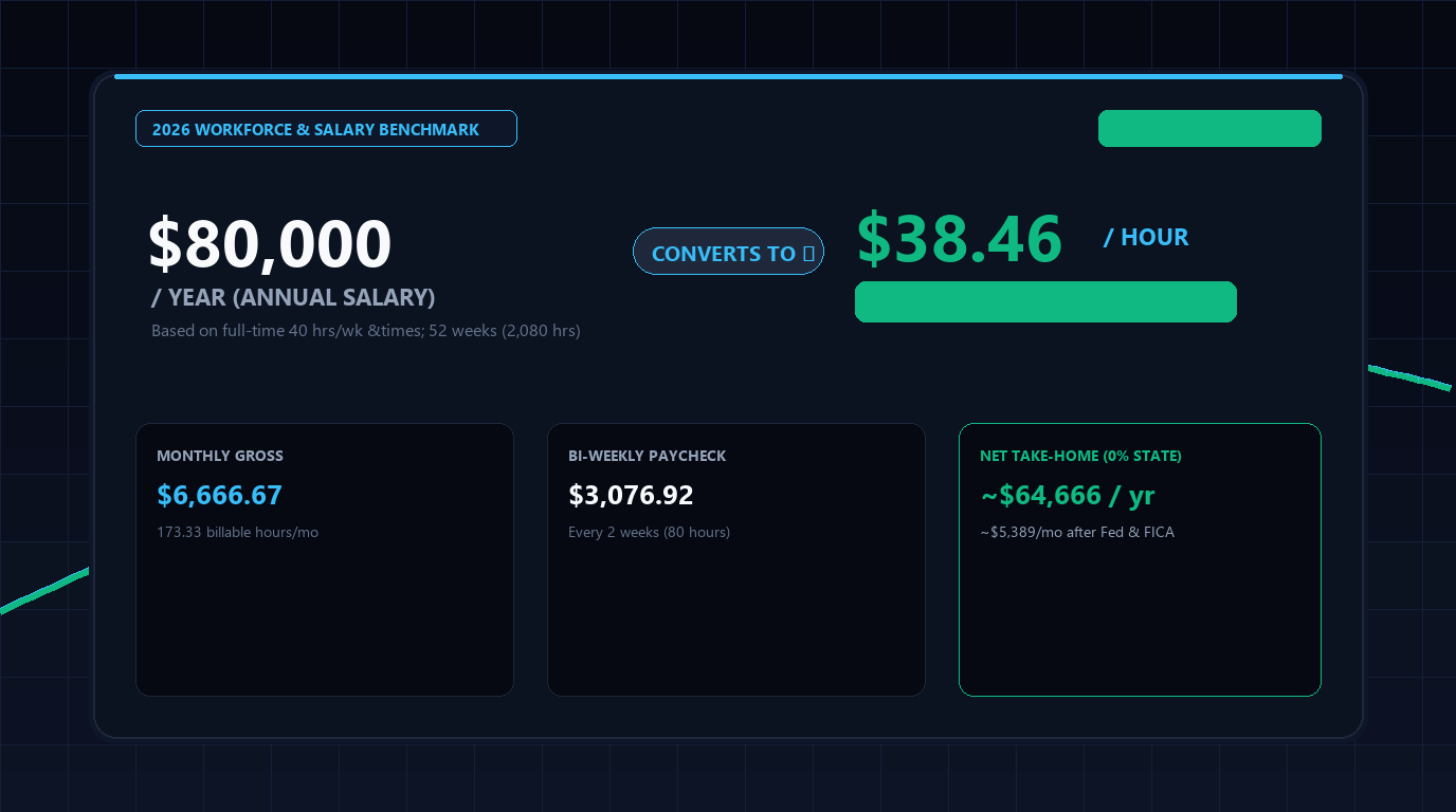 $80,000 a year is how much an hour salary to wage calculator guide